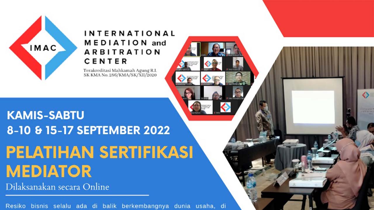 Pelatihan Sertifikasi Mediator (Online) September 2022 - IMAC